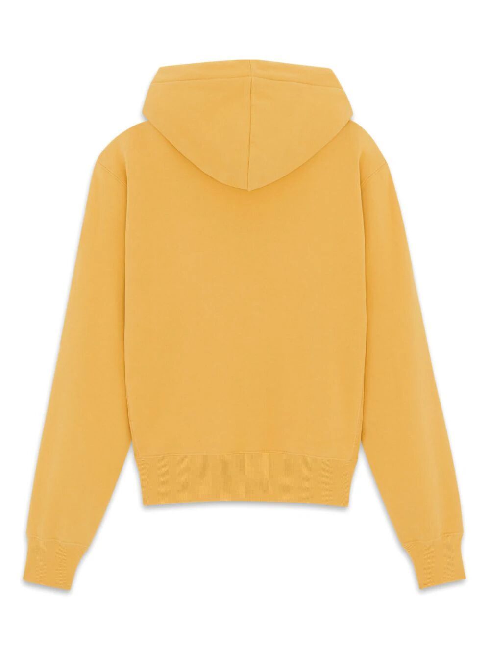 SAINT LAURENT Yellow Cotton Hoodie with Ribbed Edges for Women