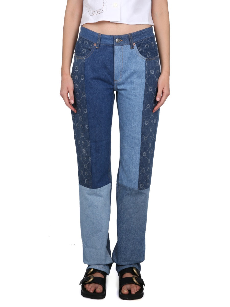 MARINE SERRE Womens Denim Jeans with Button Closure