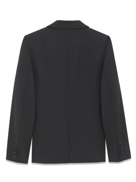 SAINT LAURENT Mens Black Virgin Wool Tuxedo Jacket for SS24