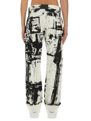 ALEXANDER MCQUEEN Regular Fit Workwear Jeans with Fold Print - Size 50