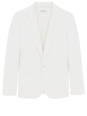 SAINT LAURENT Men's Single-Breasted Wool Gabardine Jacket - Size IT 48