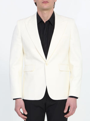 SAINT LAURENT Men's Single-Breasted Wool Gabardine Jacket - Size IT 48