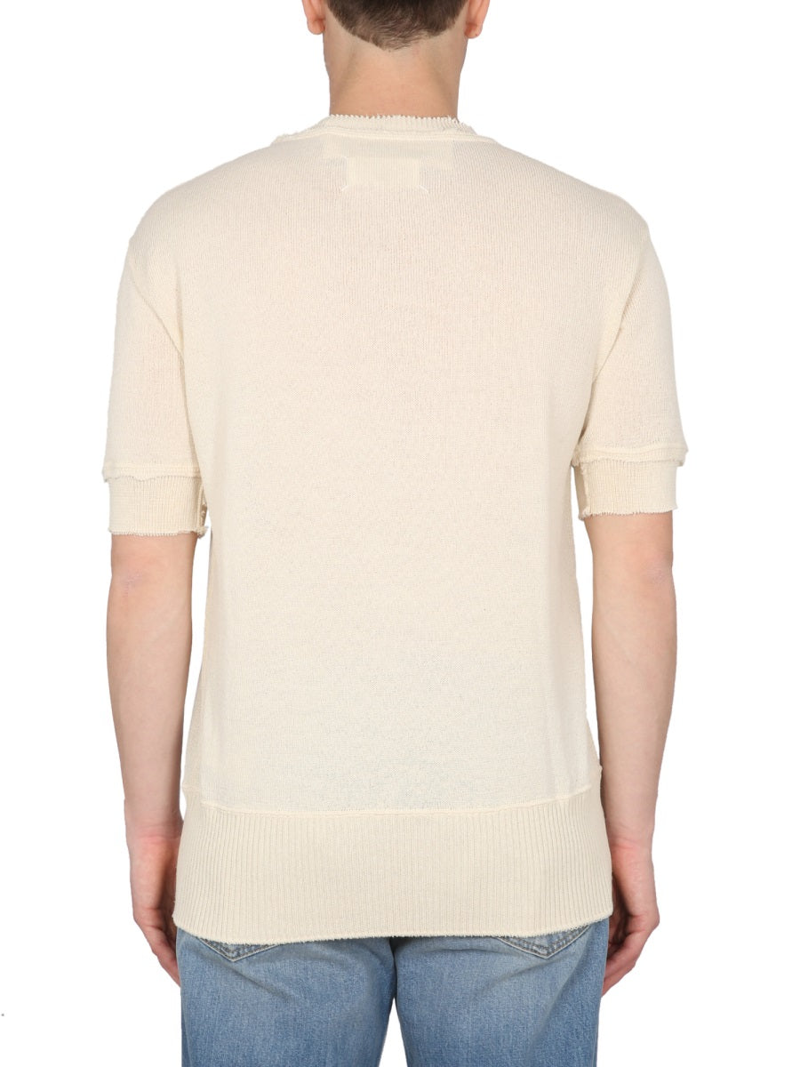 MAISON MARGIELA Men's Short Sleeve Wool Blend Sweater