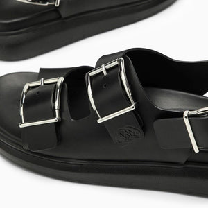 ALEXANDER MCQUEEN Men's Adjustable Leather Slide Sandal