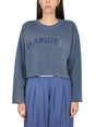 MAISON MARGIELA Cropped Sweatshirt with Front Logo and Raw Cut Hem