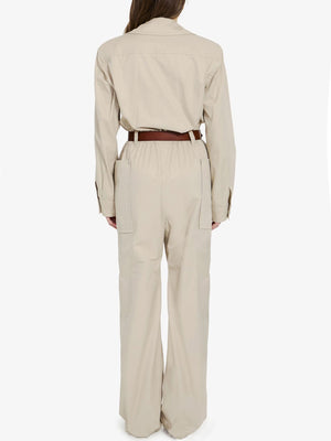 SAINT LAURENT Belted Organic Cotton Jumpsuit