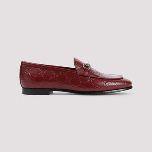 GUCCI Leather Loafers with All-Over Logo and Horsebit Detail