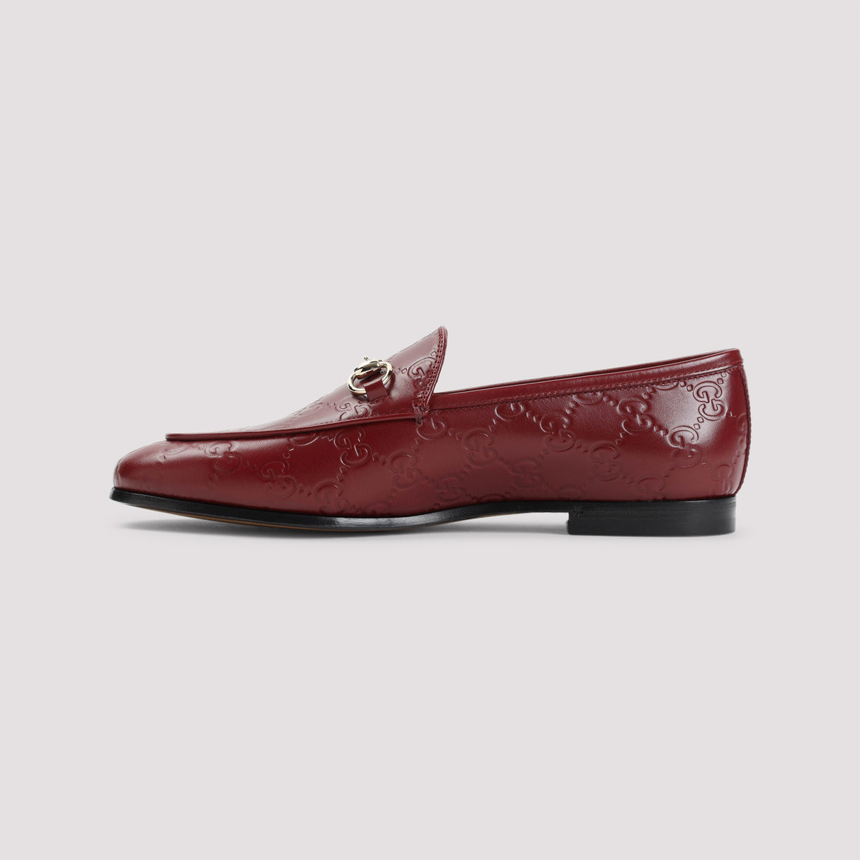 GUCCI Leather Loafers with All-Over Logo and Horsebit Detail