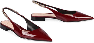 GUCCI Patent Leather Pointy-Toe Ballet Flats with Ankle Strap