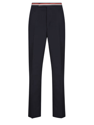 THOM BROWNE Men's Tailored Wool Pants with Hidden Closure