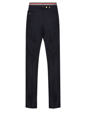 THOM BROWNE Men's Tailored Wool Pants with Hidden Closure