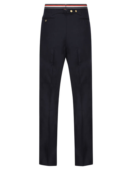 THOM BROWNE Men's Tailored Wool Pants with Hidden Closure