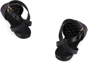 BOTTEGA VENETA Woven Ankle Strap Flat Sandals