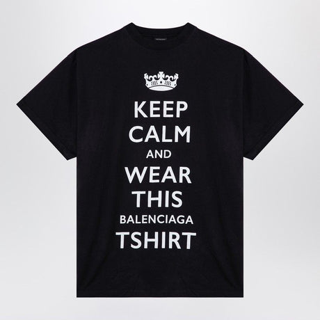 BALENCIAGA Keep Calm Graphic Black T-Shirt