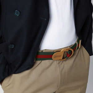 GUCCI Web Motif Belt with Logo Buckle