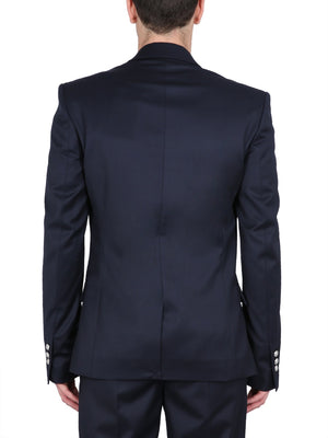 BALMAIN Structured Wool Jacket with Peaked Lapels