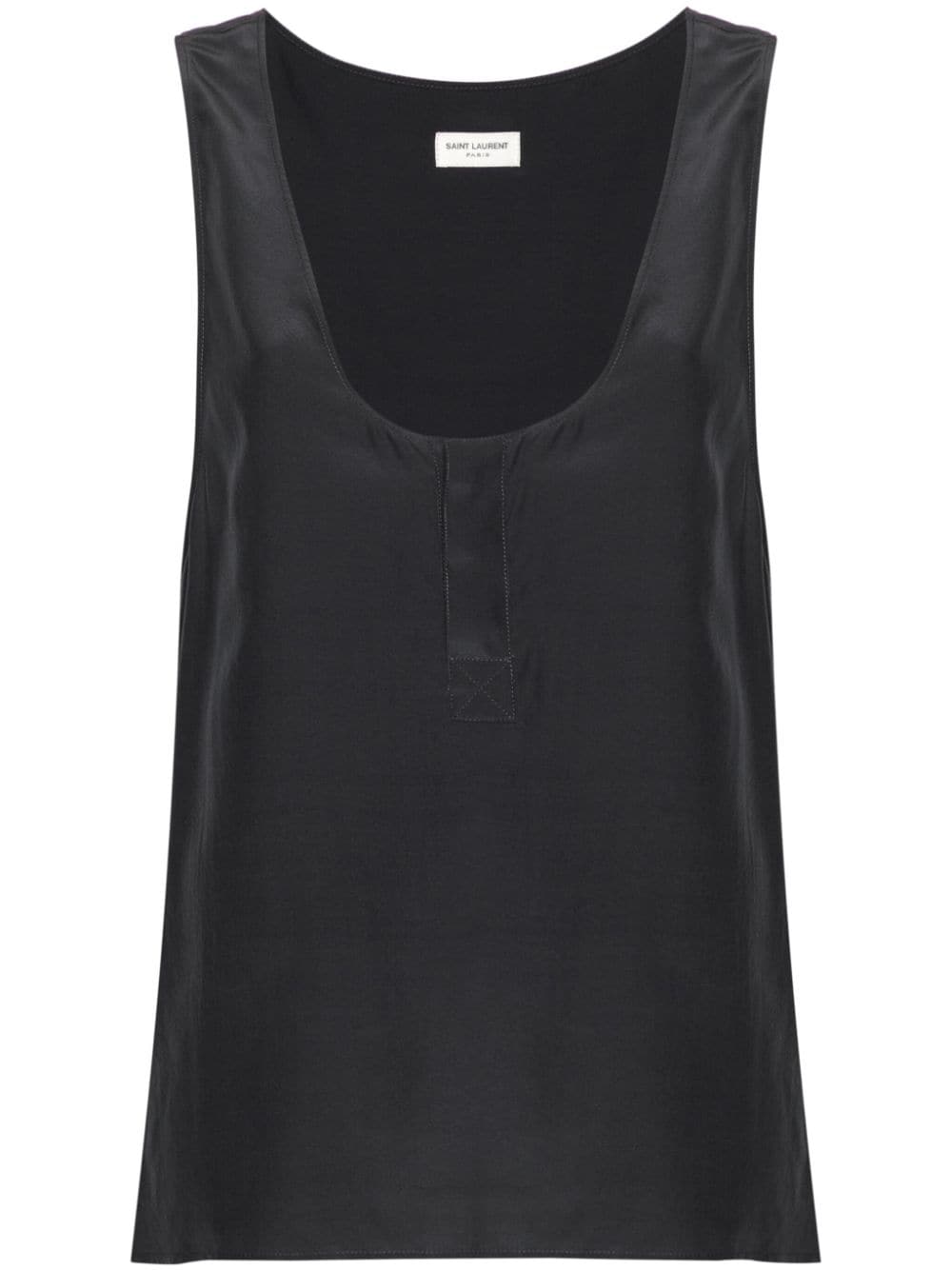 SAINT LAURENT Silk Henley-Neck Tank Top