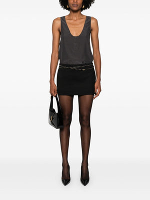 SAINT LAURENT Silk Henley-Neck Tank Top