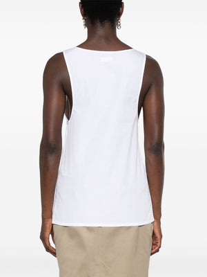 SAINT LAURENT Sleeveless U-Neck Cotton Poplin Top