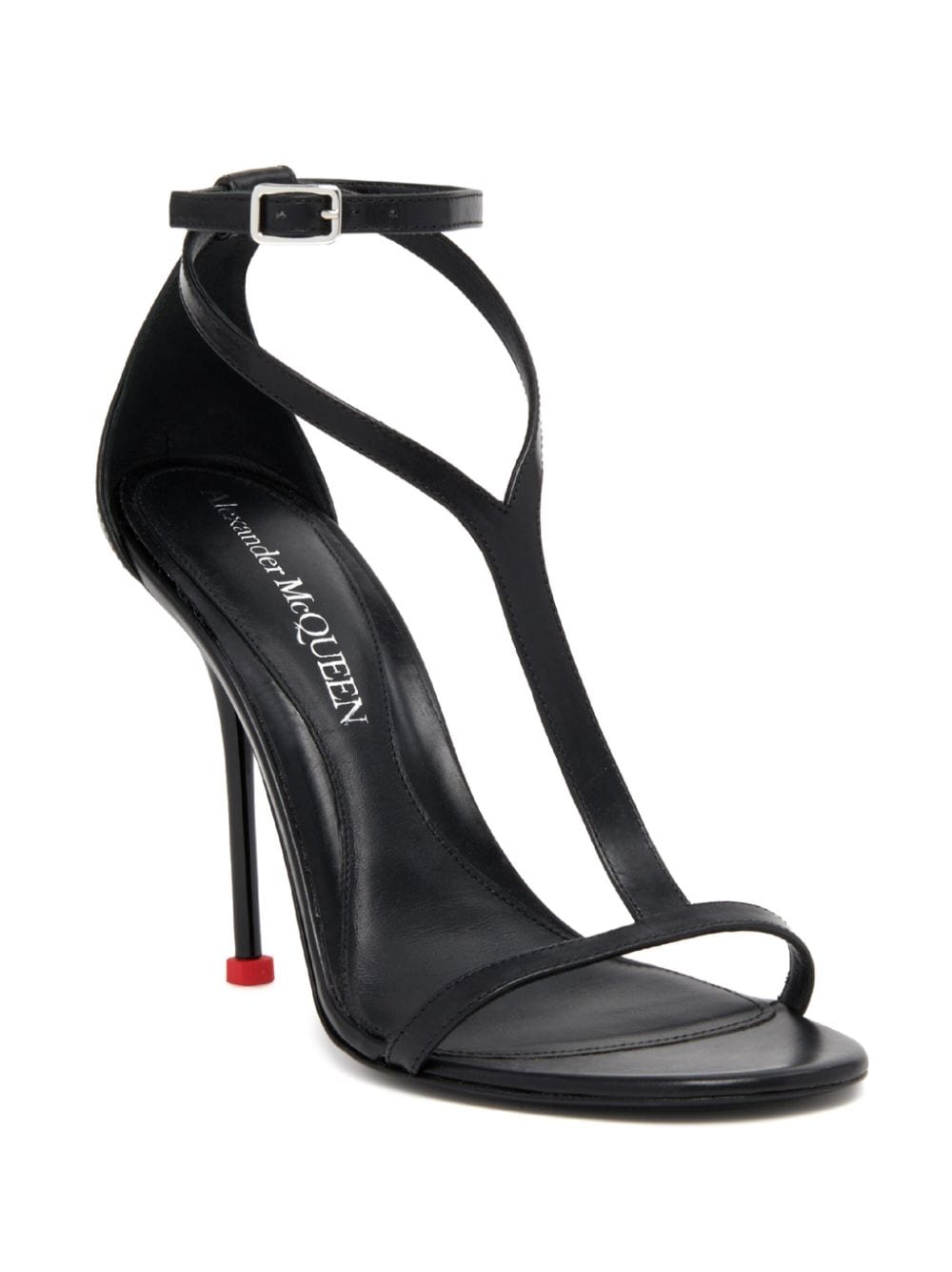 ALEXANDER MCQUEEN Stiletto Heel Sandals with Buckle Ankle Strap - 90mm