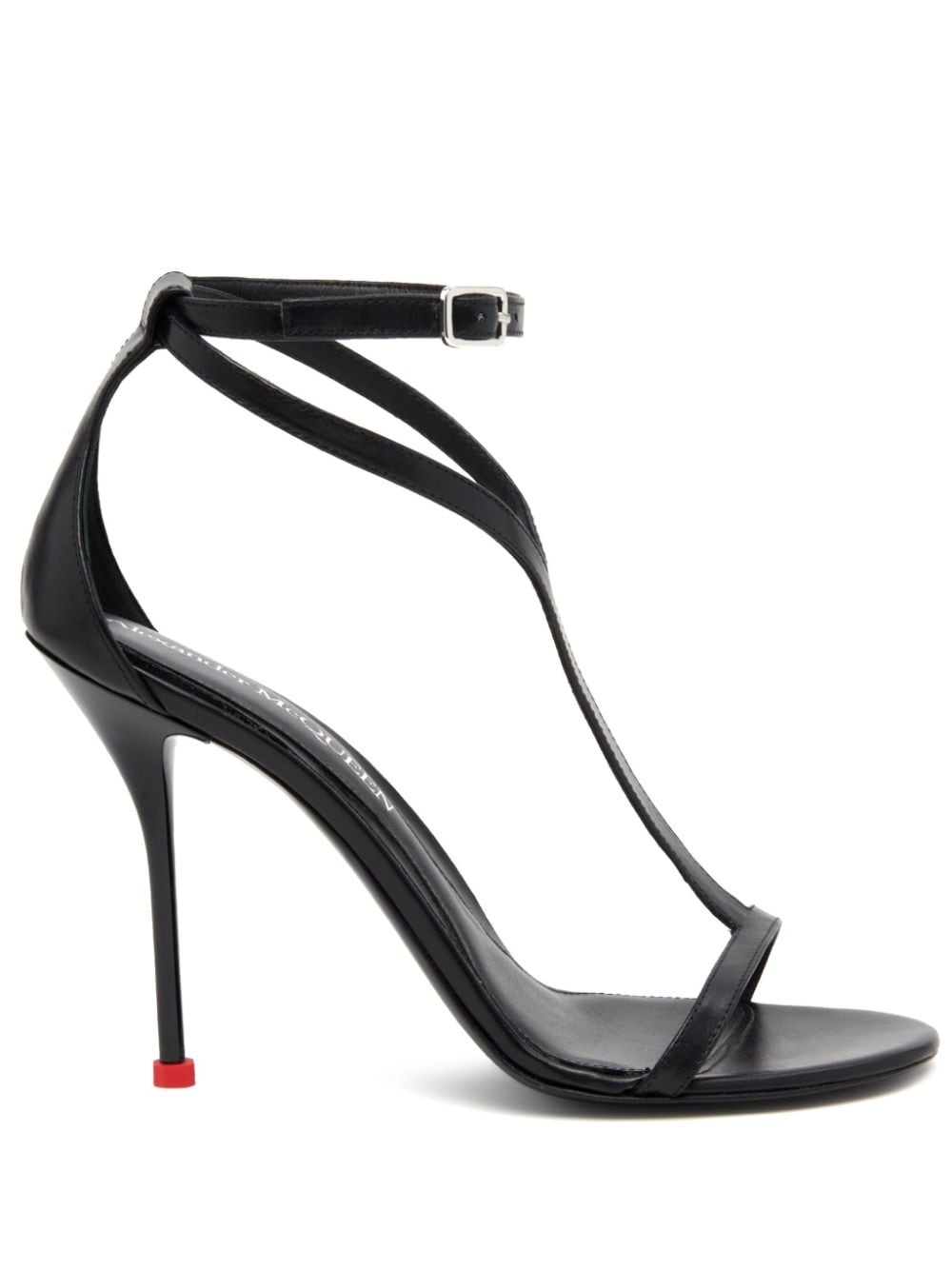 ALEXANDER MCQUEEN Stiletto Heel Sandals with Buckle Ankle Strap - 90mm