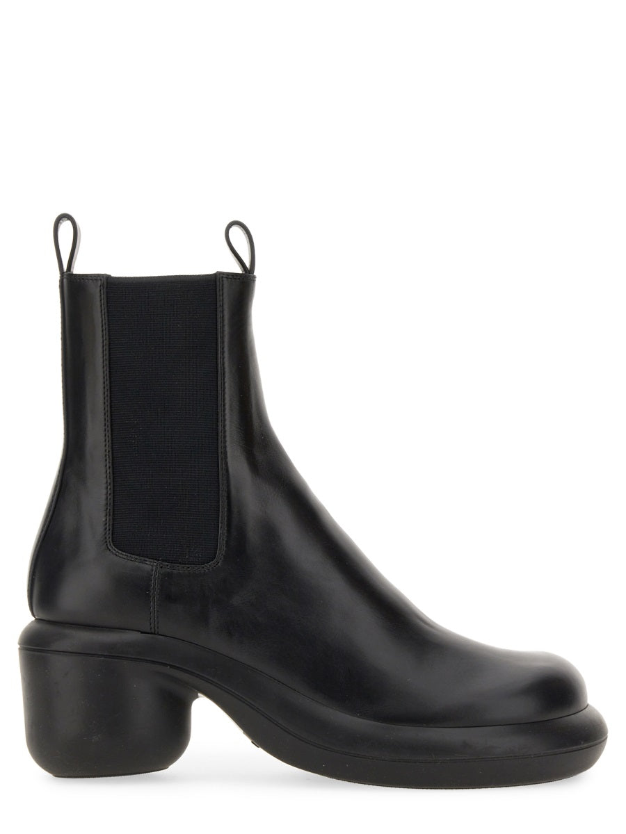 JIL SANDER Round Toe Leather Boot with 7 cm Heel