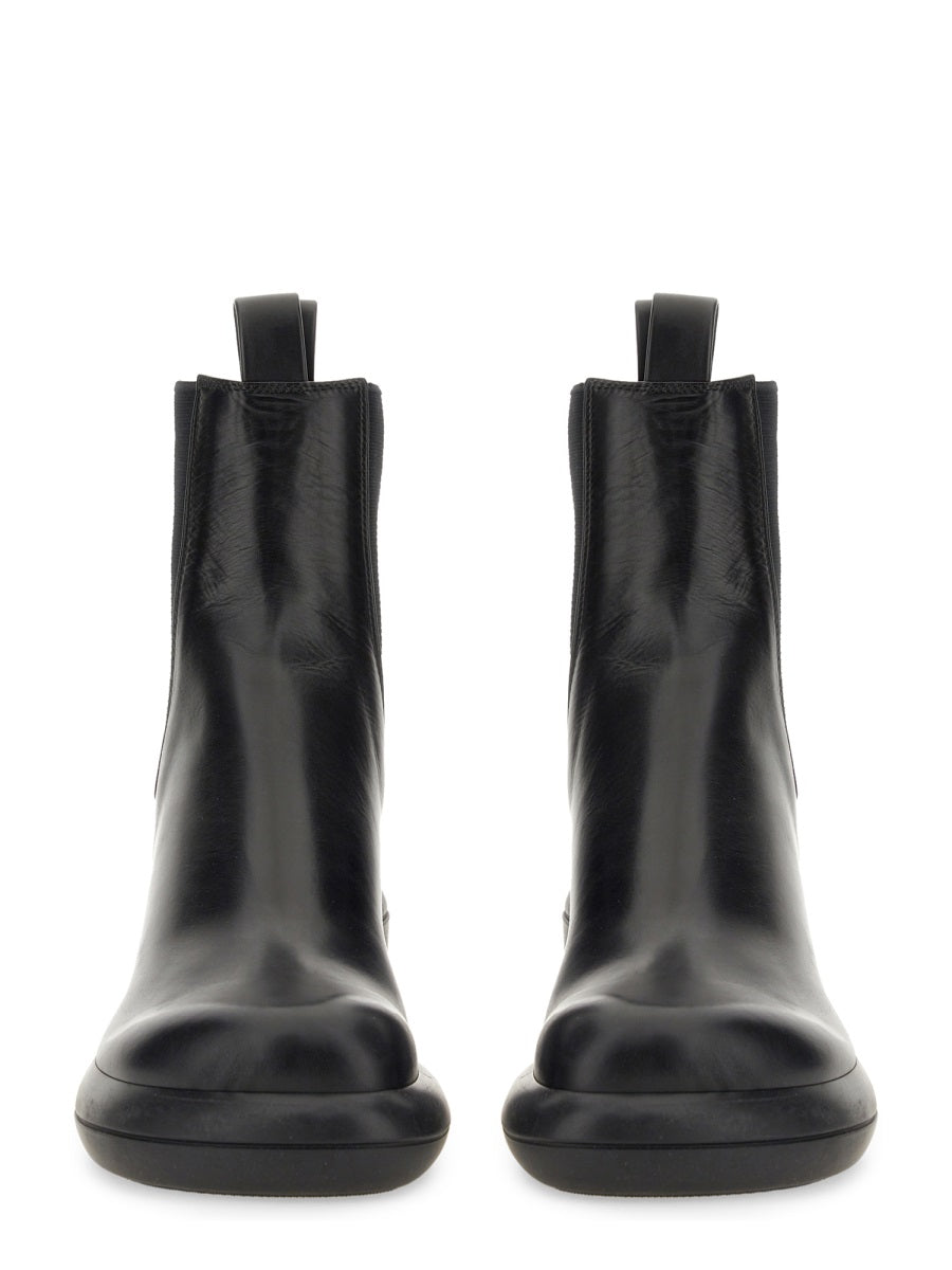 JIL SANDER Round Toe Leather Boot with 7 cm Heel