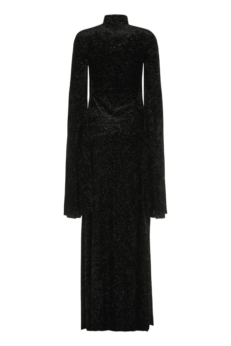 BALENCIAGA Velvet Maxi Dress with Wide Sleeves