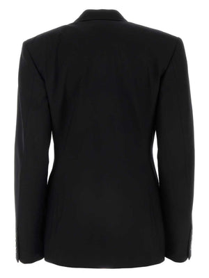 BALENCIAGA Oversized Black Wool Blazer Jacket with Marked Waist