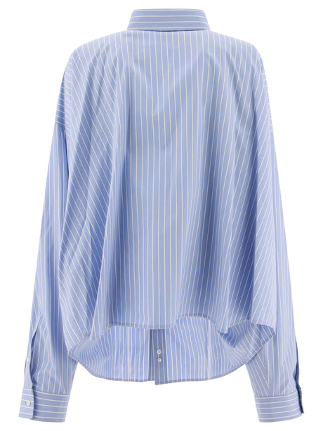 BALENCIAGA Oversized Striped Shirt with Embroidered Logo