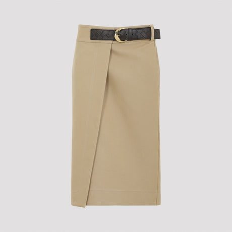 BOTTEGA VENETA Chic Cotton Wrap Mini Skirt with Buckle Accent