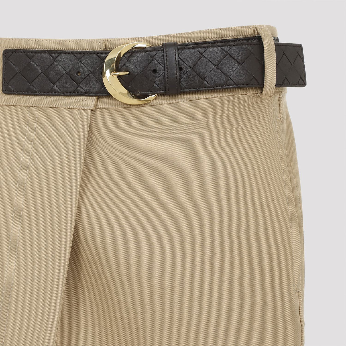 BOTTEGA VENETA Chic Cotton Wrap Mini Skirt with Buckle Accent