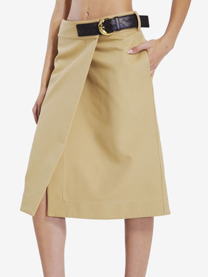 BOTTEGA VENETA Wrap Midi Skirt with Leather Belt