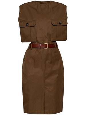 SAINT LAURENT Safari Cut-Out Dress with Belt