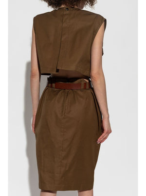 SAINT LAURENT Safari Cut-Out Dress with Belt