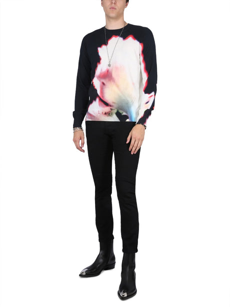 ALEXANDER McQUEEN Contemporary T-Shirt with Solarised Flower Print