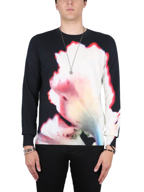 ALEXANDER McQUEEN Contemporary T-Shirt with Solarised Flower Print