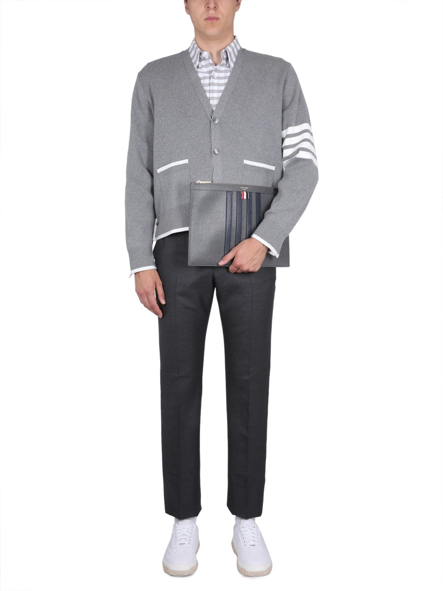 THOM BROWNE 4-Bar Stripe V-Neck Cardigan for Men