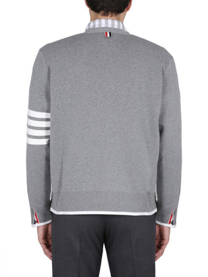 THOM BROWNE 4-Bar Stripe V-Neck Cardigan for Men