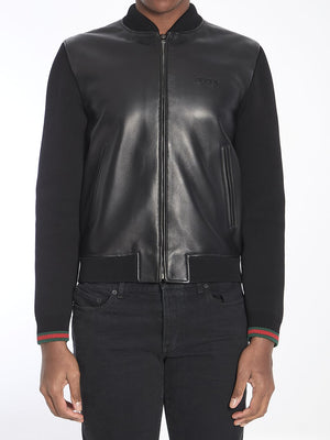 GUCCI Lambskin Jacket with Knit Back Panel and Sleeves for Men