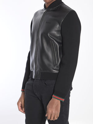 GUCCI Lambskin Jacket with Knit Back Panel and Sleeves for Men