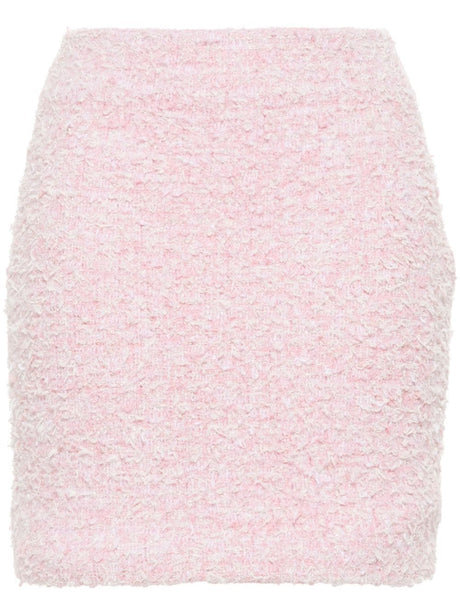 BALENCIAGA Mid-Rise Pink Tweed Skirt