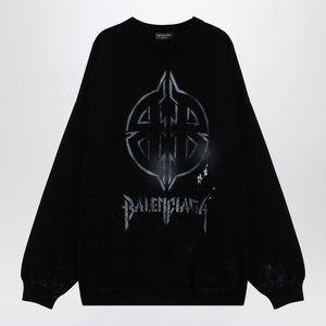 BALENCIAGA Oversized Cotton Blend Jumper with Logo Print