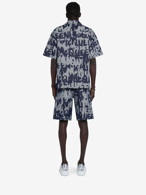 ALEXANDER MCQUEEN Hawaiian Denim Shirt - Limited Edition Graffiti Design