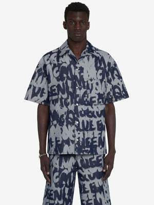 ALEXANDER MCQUEEN Hawaiian Denim Shirt - Limited Edition Graffiti Design