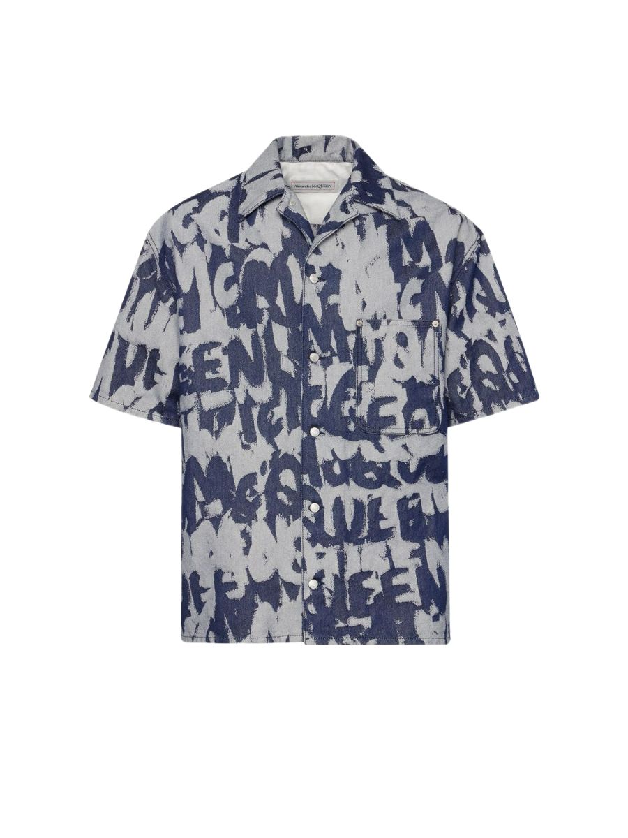 ALEXANDER MCQUEEN Hawaiian Denim Shirt - Limited Edition Graffiti Design