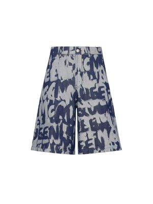 ALEXANDER MCQUEEN Graffiti Denim Shorts for Men - FW24 Collection