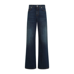 ALEXANDER MCQUEEN High-Rise Cotton Denim Jeans for Women