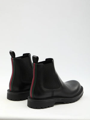 GUCCI Men's Chelsea Boots with Web Detail