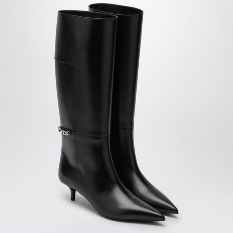 GUCCI High Leg Pointed Toe Boot with Chain Detail